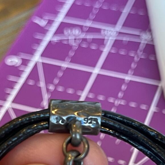 Silpada Multi Strand Leather Clear Crystal Quartz Pendant Necklace Sterling 925 - Picture 8 of 8